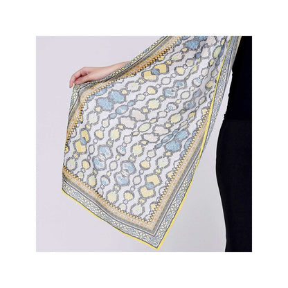 First Resort by Ramola Bachchan Yellow Geometric Pleated Palazzo And Stole Set (Set of 2)