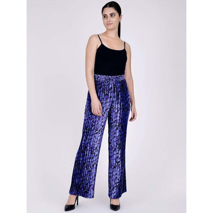 First Resort by Ramola Bachchan Blue Camouflage Print Top And Pleated Palazzo Set (Set of 2)