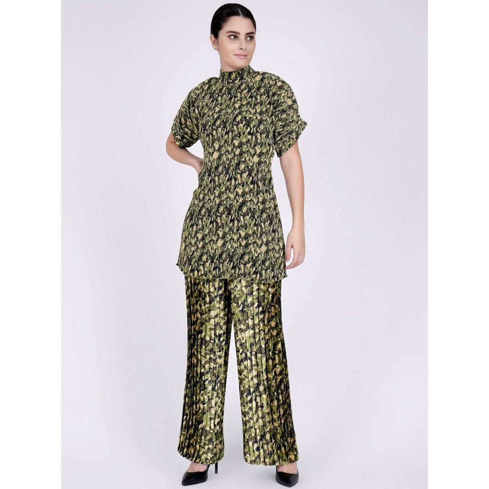 First Resort by Ramola Bachchan Forest Green Camouflage Print Top And Palazzo Set (Set of 2)