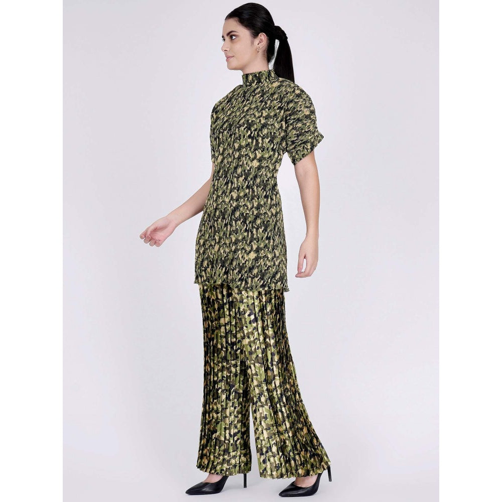 First Resort by Ramola Bachchan Forest Green Camouflage Print Top And Palazzo Set (Set of 2)
