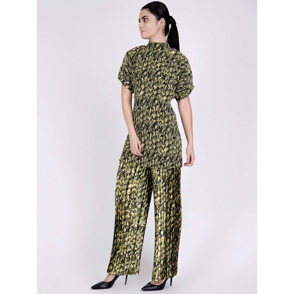 First Resort by Ramola Bachchan Forest Green Camouflage Print Top And Palazzo Set (Set of 2)