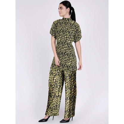 First Resort by Ramola Bachchan Forest Green Camouflage Print Top And Palazzo Set (Set of 2)