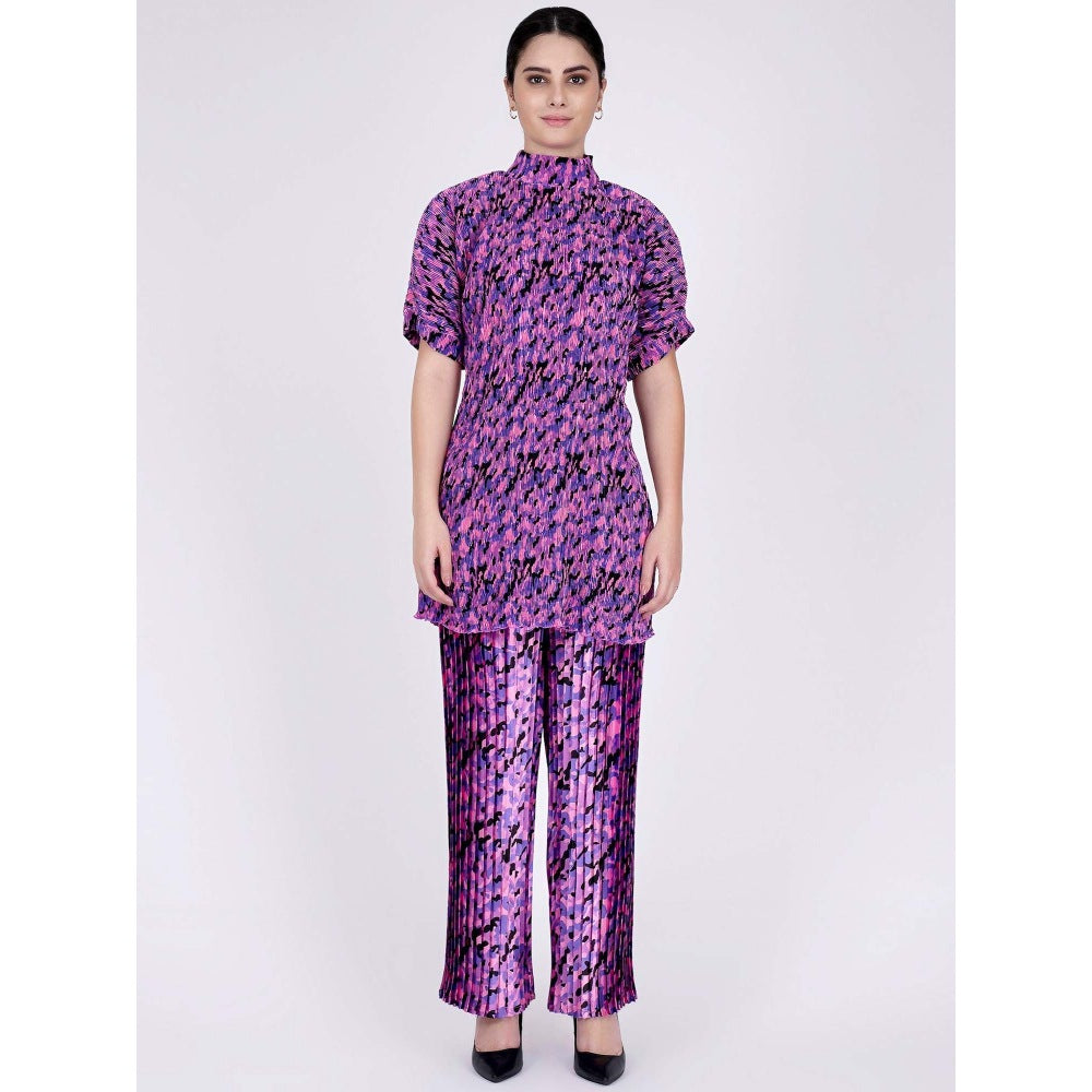 First Resort by Ramola Bachchan Pink Camouflage Print Top And Knife Palazzo Set (Set of 2)