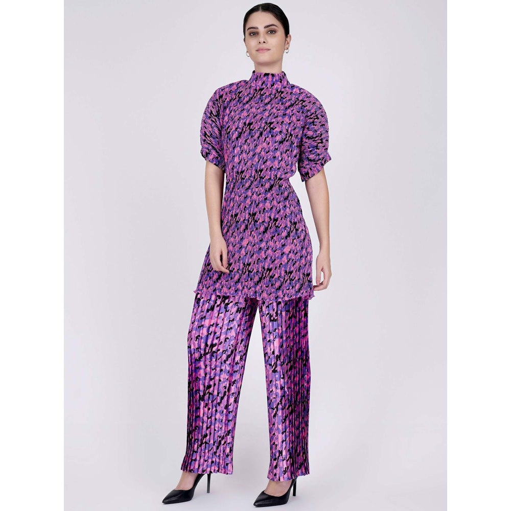 First Resort by Ramola Bachchan Pink Camouflage Print Top And Knife Palazzo Set (Set of 2)