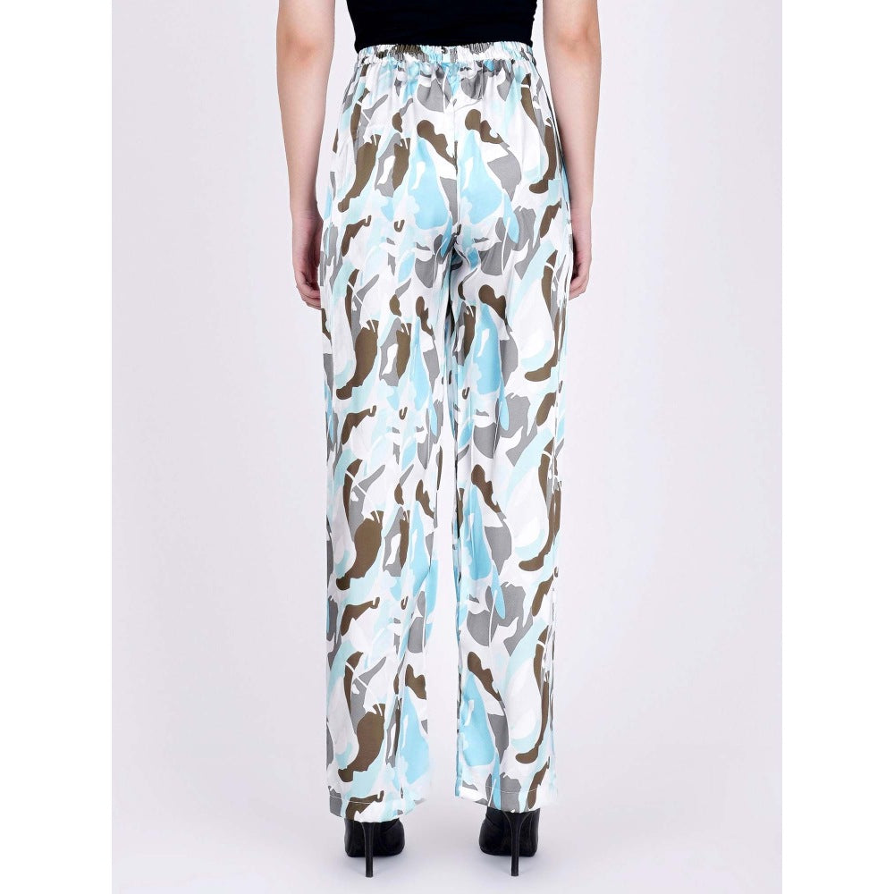 First Resort by Ramola Bachchan Aqua Abstract Camouflage Shirt And Pants Set (Set of 3)