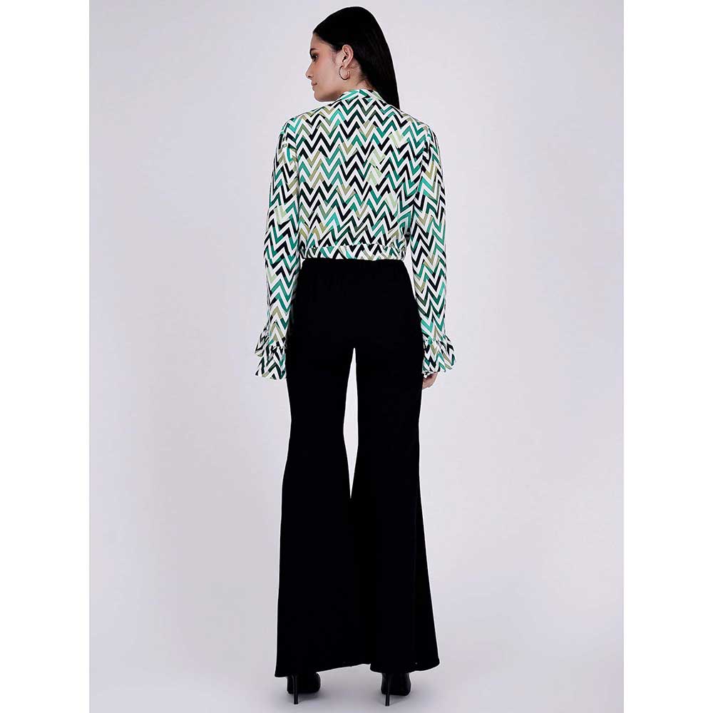 First Resort by Ramola Bachchan Green And White Top And Bell Bottom Pants Set (Set of 2)