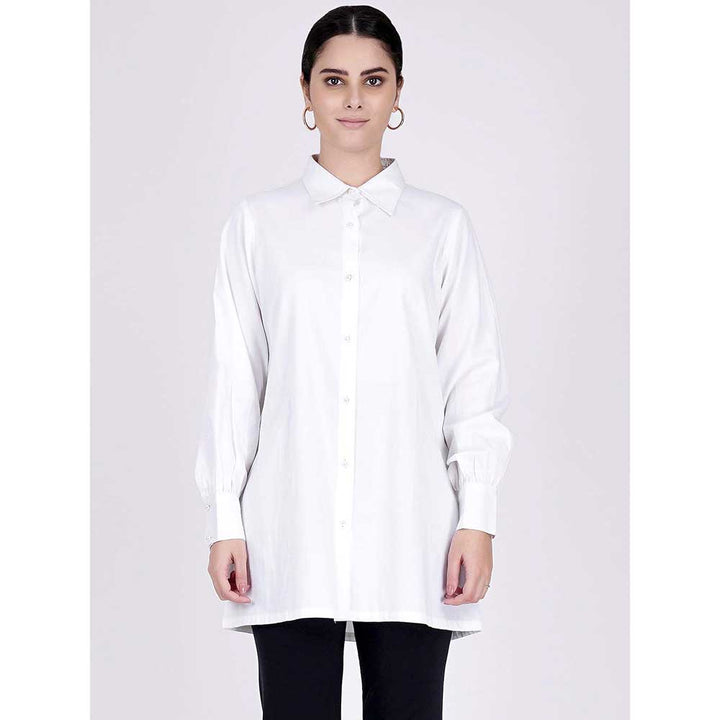 First Resort by Ramola Bachchan White Cotton Shirt