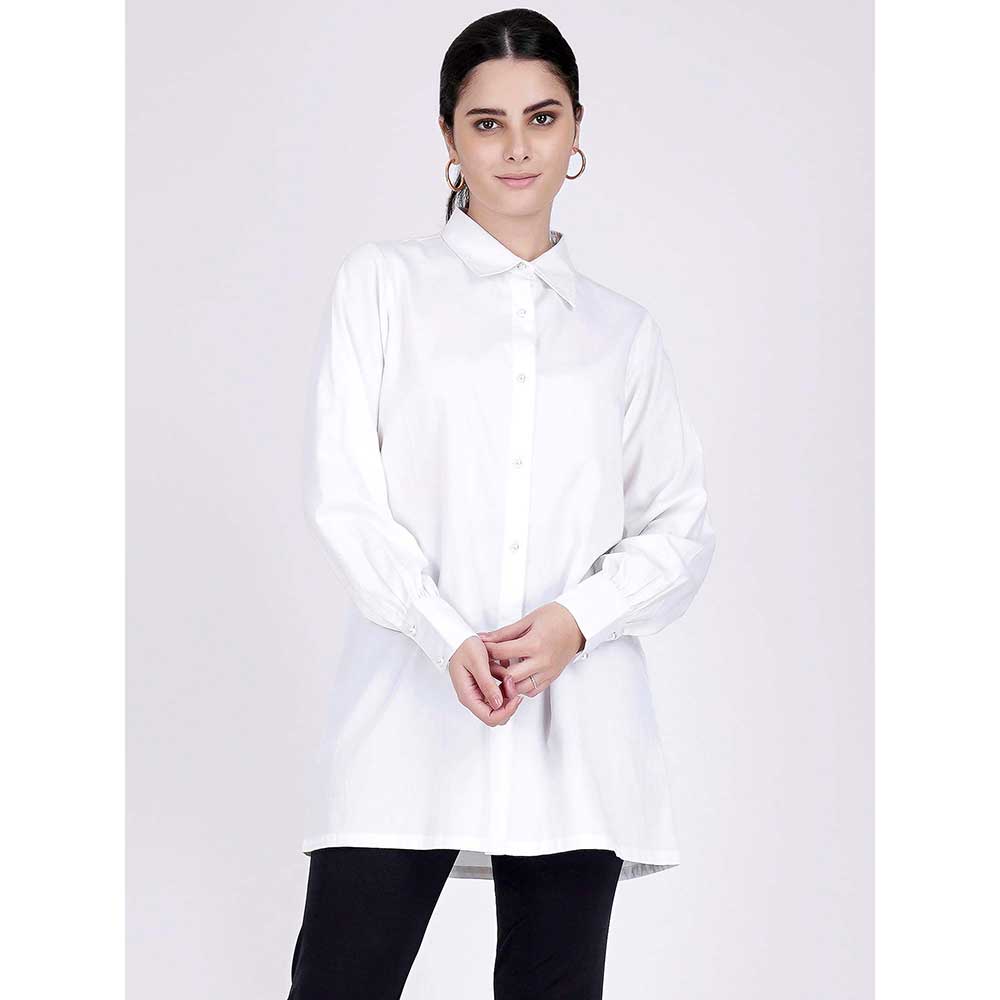 First Resort by Ramola Bachchan White Cotton Shirt