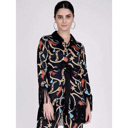 First Resort by Ramola Bachchan Black Chain Print Shirt (Set of 2)