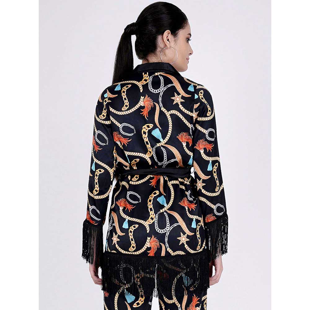 First Resort by Ramola Bachchan Black Chain Print Shirt (Set of 2)