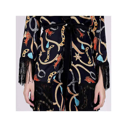First Resort by Ramola Bachchan Black Chain Print Shirt (Set of 2)