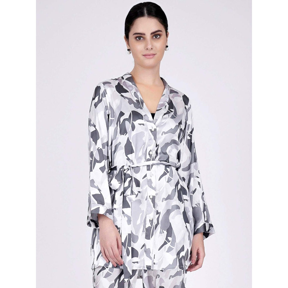 First Resort by Ramola Bachchan Grey Abstract Camouflage Printed Shirt (Set of 2)