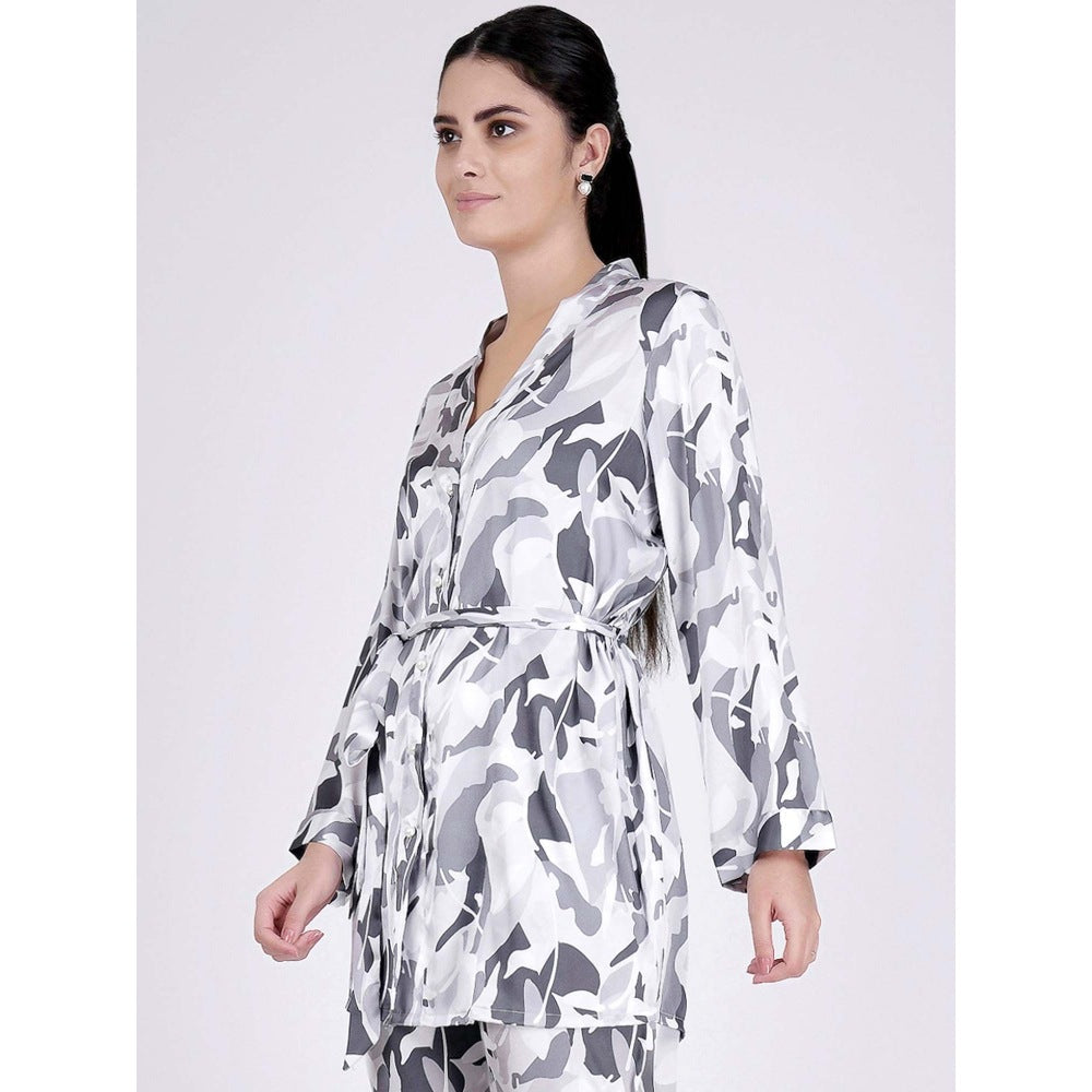 First Resort by Ramola Bachchan Grey Abstract Camouflage Printed Shirt (Set of 2)