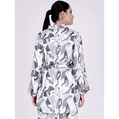 First Resort by Ramola Bachchan Grey Abstract Camouflage Printed Shirt (Set of 2)