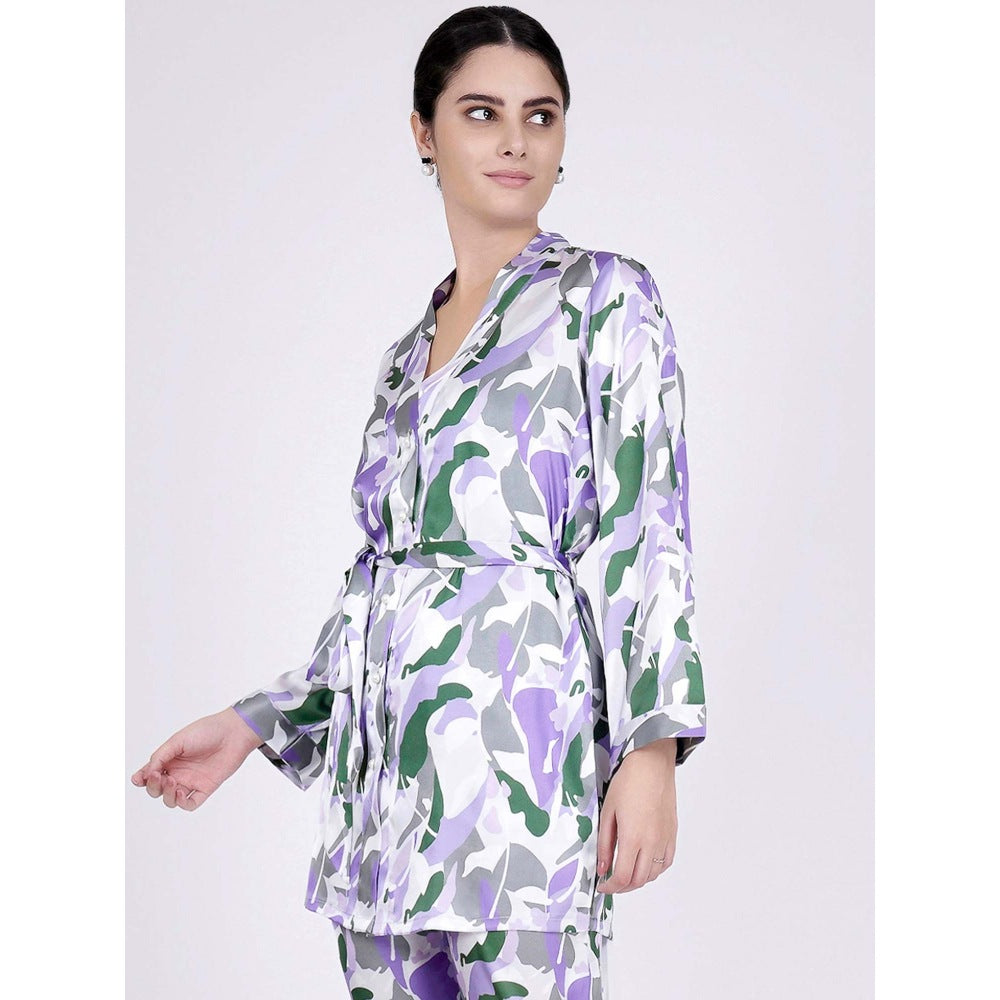 First Resort by Ramola Bachchan Purple Abstract Camouflage Printed Shirt (Set of 2)