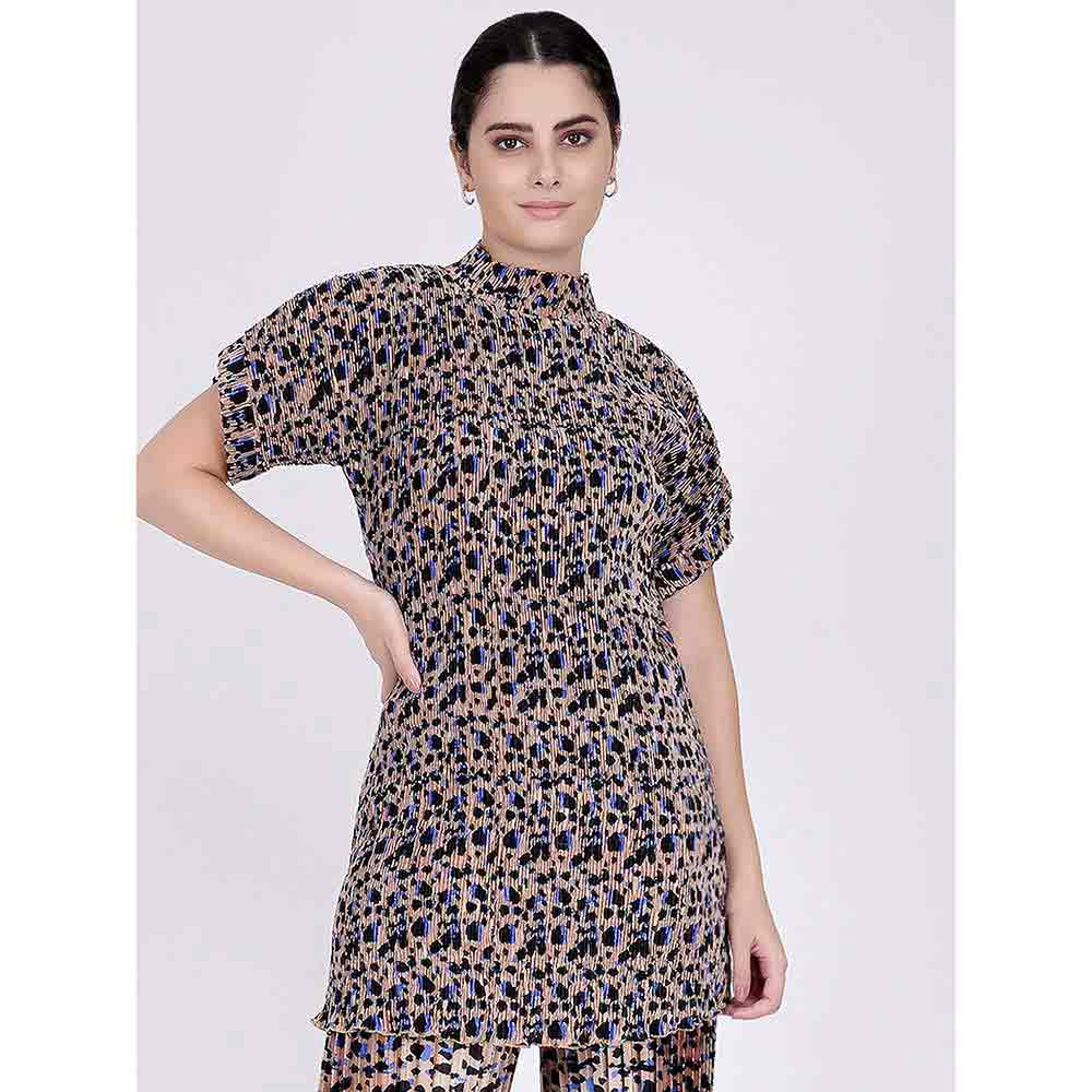 First Resort by Ramola Bachchan Beige Animal Print Top