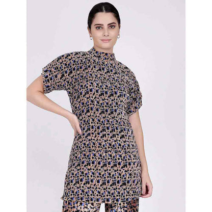 First Resort by Ramola Bachchan Beige Animal Print Top