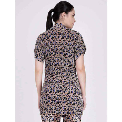 First Resort by Ramola Bachchan Beige Animal Print Top
