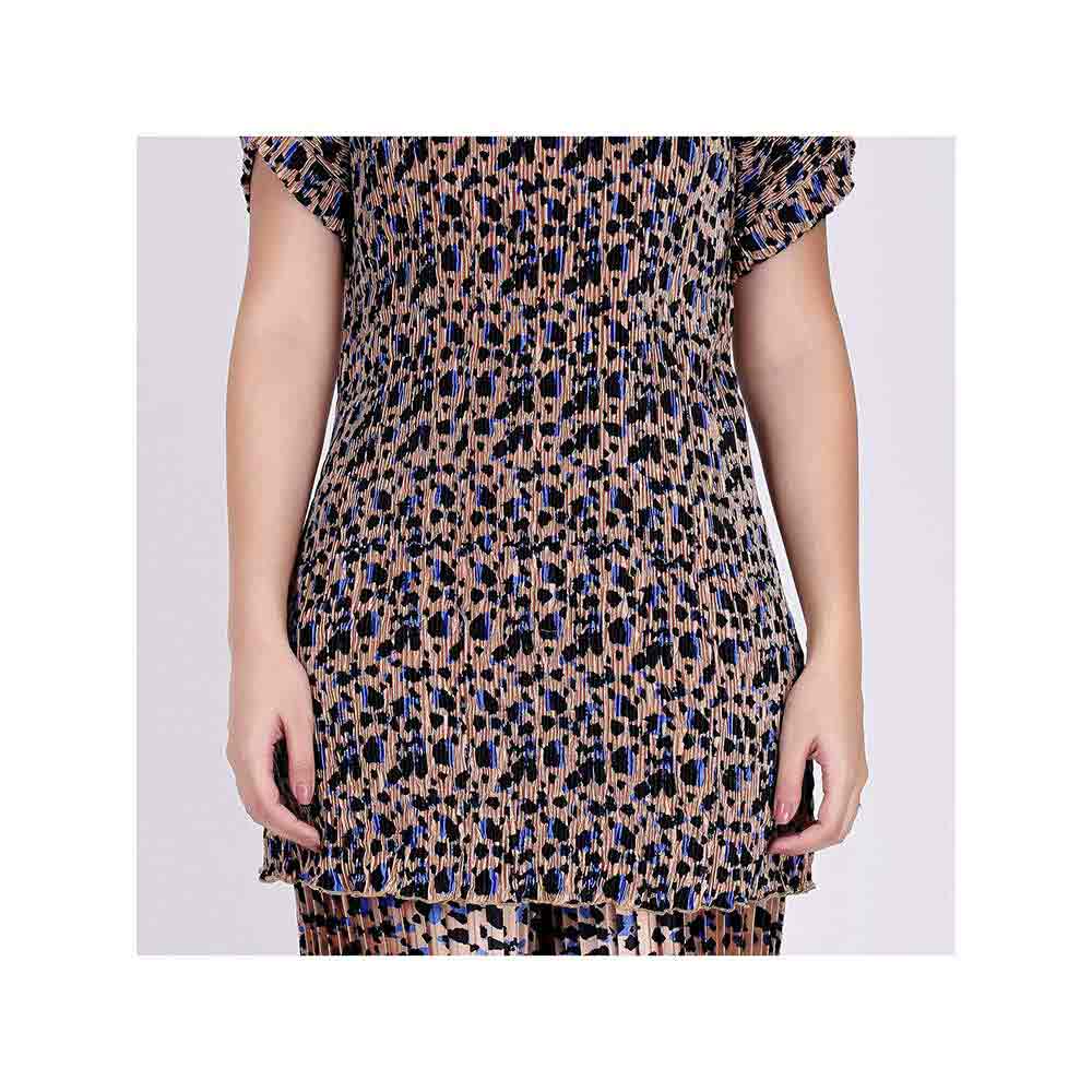 First Resort by Ramola Bachchan Beige Animal Print Top