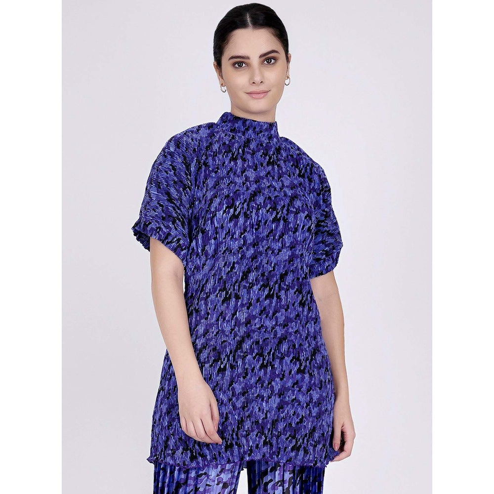 First Resort by Ramola Bachchan Blue Camouflage Print Top