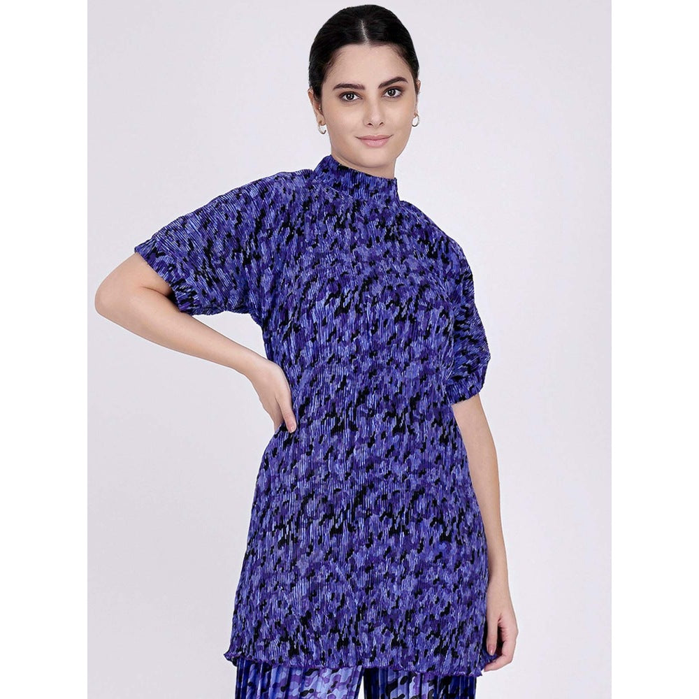 First Resort by Ramola Bachchan Blue Camouflage Print Top