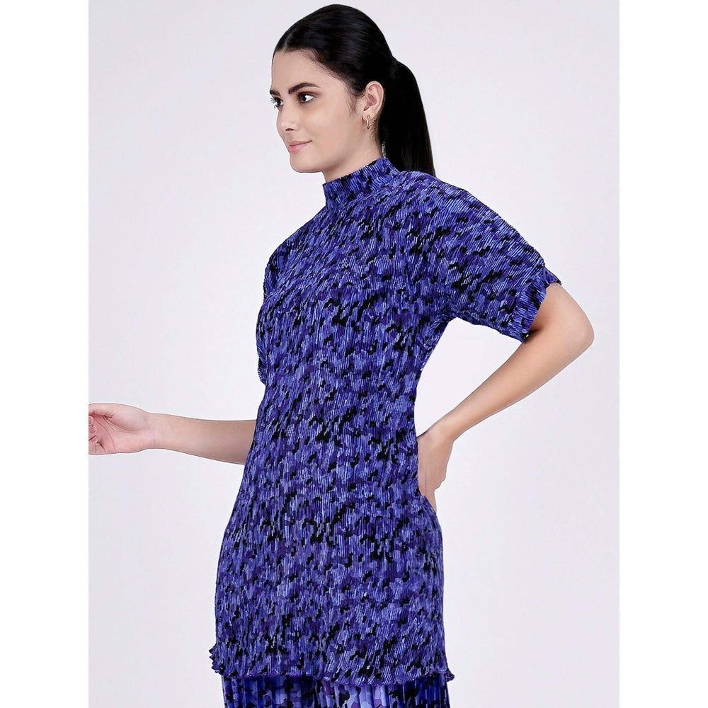 First Resort by Ramola Bachchan Blue Camouflage Print Top