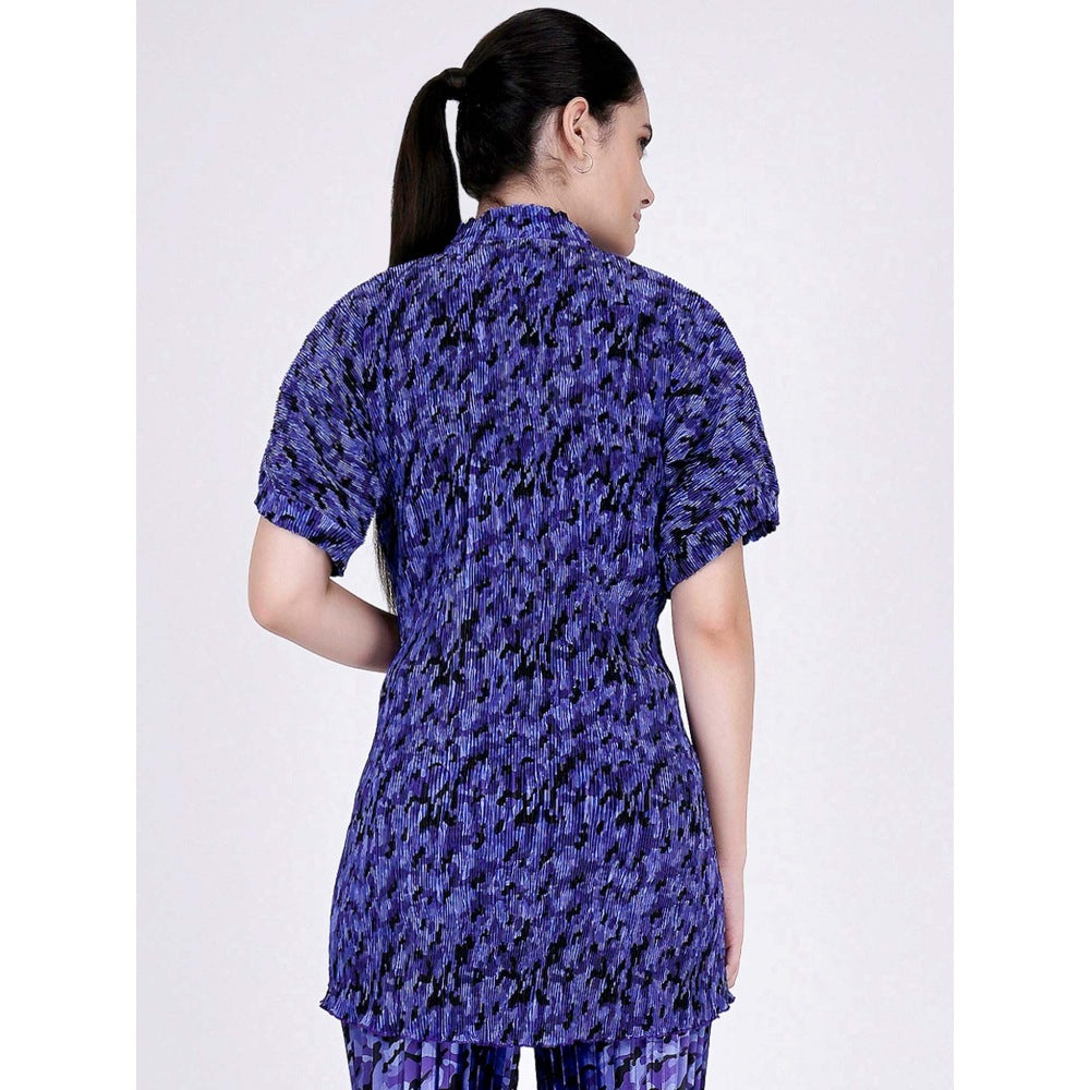 First Resort by Ramola Bachchan Blue Camouflage Print Top