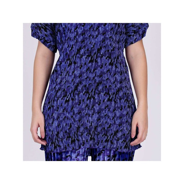 First Resort by Ramola Bachchan Blue Camouflage Print Top