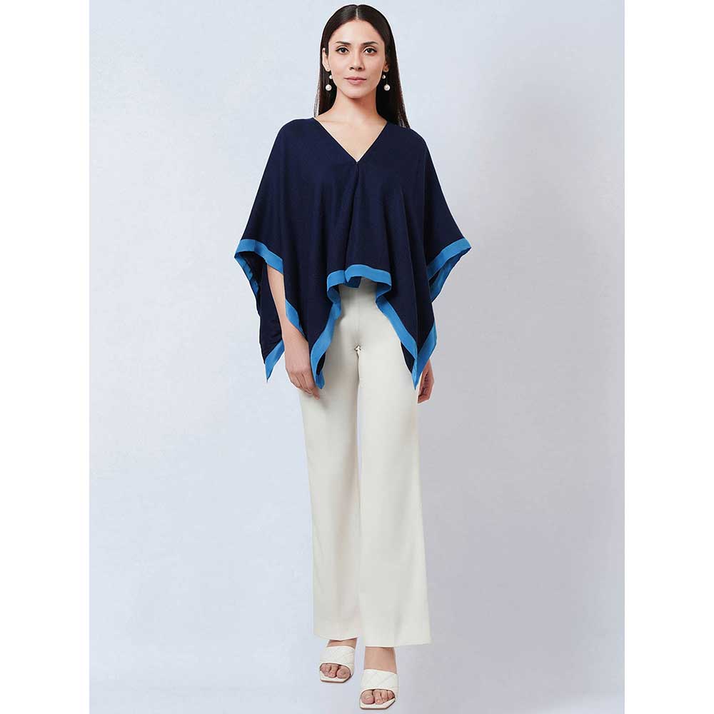 First Resort by Ramola Bachchan Dark Blue Short Cashmere Jacket