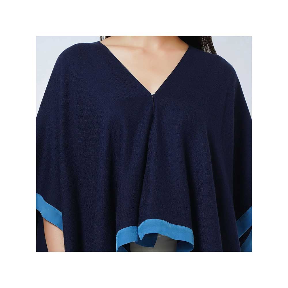 First Resort by Ramola Bachchan Dark Blue Short Cashmere Jacket