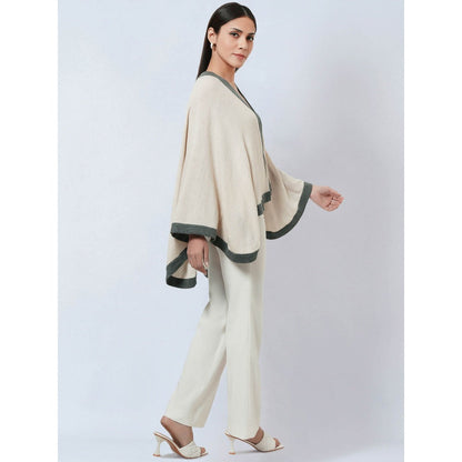 First Resort by Ramola Bachchan Cream & Grey Short Knitted Cashmere Jacket