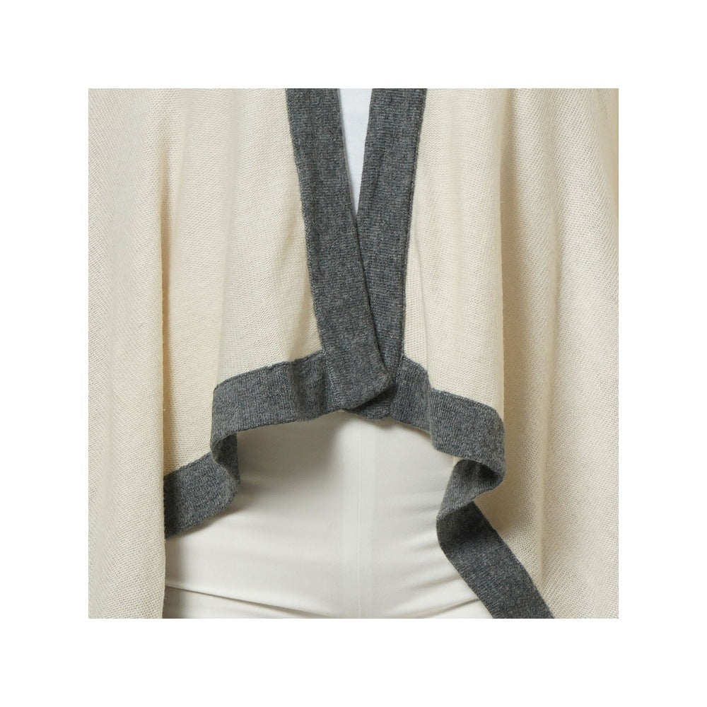 First Resort by Ramola Bachchan Cream & Grey Short Knitted Cashmere Jacket