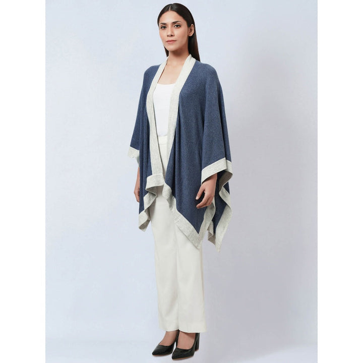 First Resort by Ramola Bachchan Blue & Grey Long Knitted Cashmere Jacket