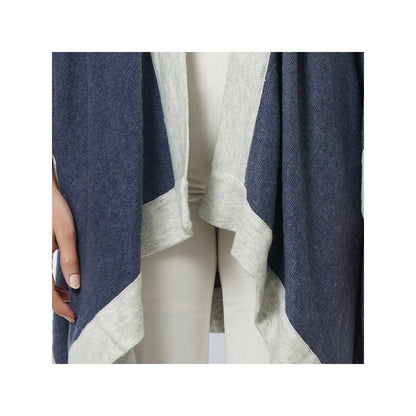 First Resort by Ramola Bachchan Blue & Grey Long Knitted Cashmere Jacket
