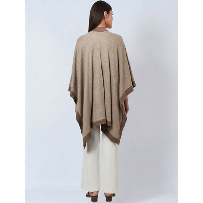 First Resort by Ramola Bachchan Sand & Brown Long Knitted Cashmere Jacket