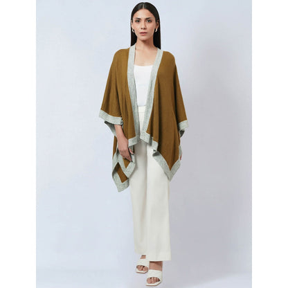 First Resort by Ramola Bachchan Tawny & Grey Long Knitted Cashmere Jacket