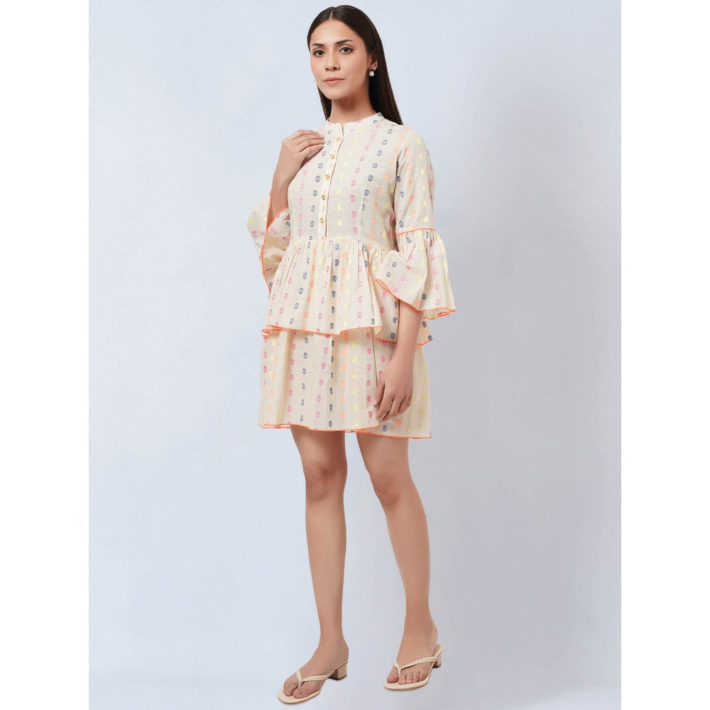 First Resort by Ramola Bachchan Cream Frill Dress