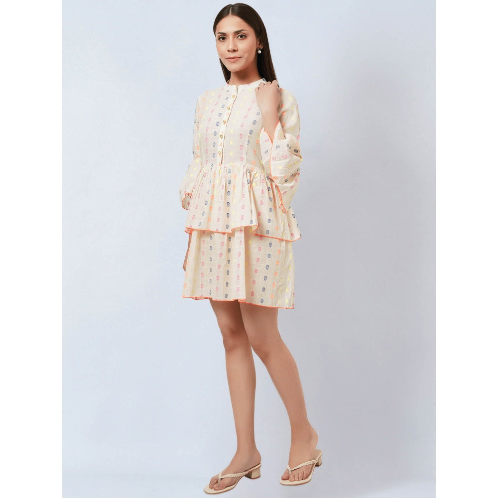 First Resort by Ramola Bachchan Cream Frill Dress