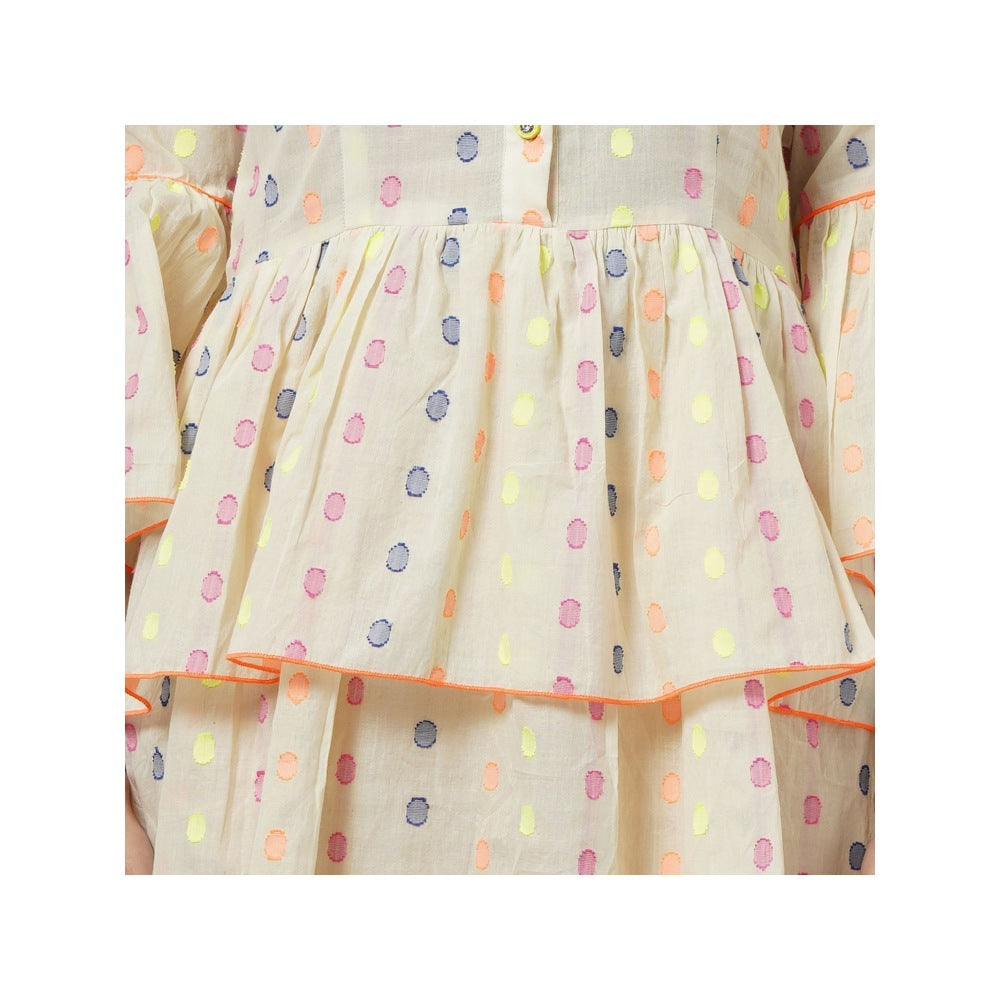 First Resort by Ramola Bachchan Cream Frill Dress