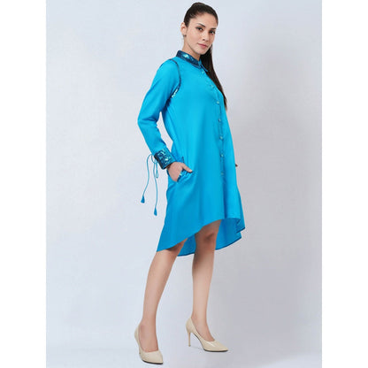 First Resort by Ramola Bachchan Blue Sequinned Shirt Dress