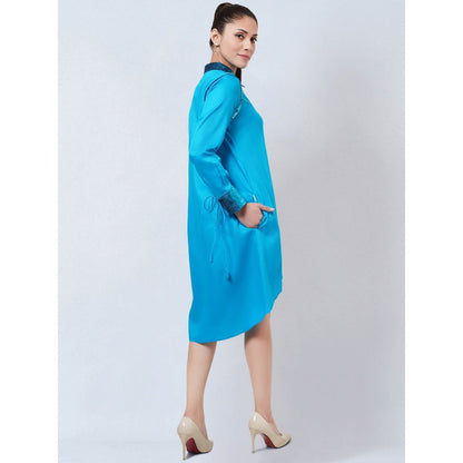 First Resort by Ramola Bachchan Blue Sequinned Shirt Dress
