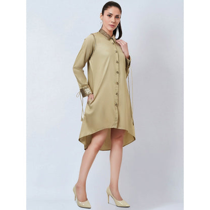 First Resort by Ramola Bachchan Sand Sequinned Shirt Dress