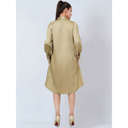 First Resort by Ramola Bachchan Sand Sequinned Shirt Dress