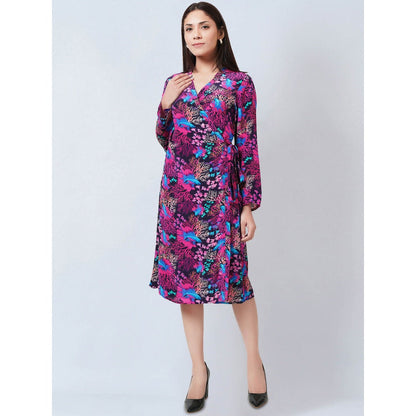 First Resort by Ramola Bachchan Pink Deep Sea Print Wrap Around Dress
