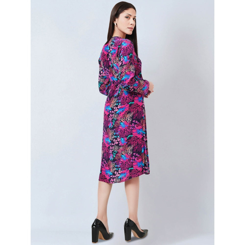First Resort by Ramola Bachchan Pink Deep Sea Print Wrap Around Dress
