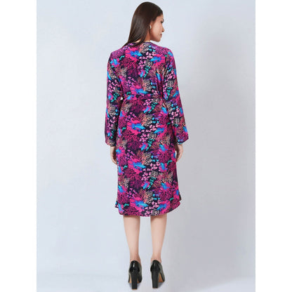 First Resort by Ramola Bachchan Pink Deep Sea Print Wrap Around Dress