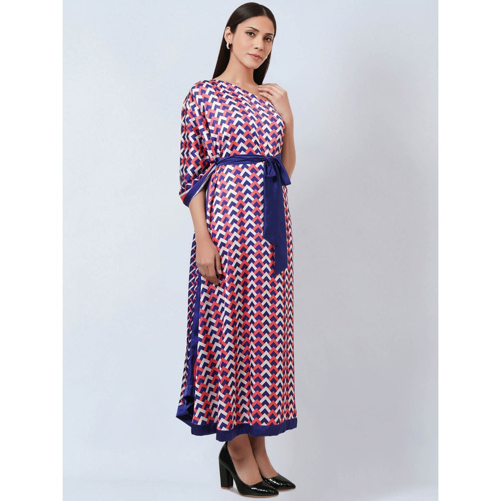 First Resort by Ramola Bachchan Coral Pink & Blue Geometric Print Dress (Set of 2)