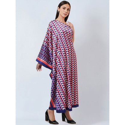 First Resort by Ramola Bachchan Coral Pink & Blue Geometric Print Dress (Set of 2)