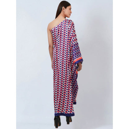 First Resort by Ramola Bachchan Coral Pink & Blue Geometric Print Dress (Set of 2)