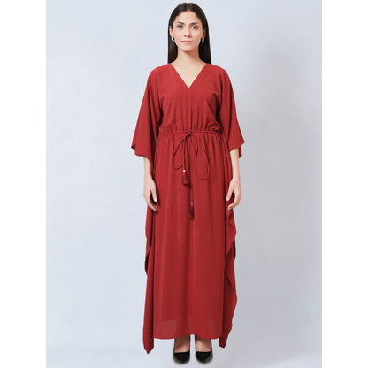 First Resort by Ramola Bachchan Russet Lurex Flared Sleeves Kaftan Dress